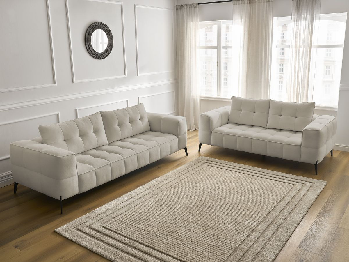 Bobochic Anis Sofa-Set 3- und 2-Sitzer Strukturstoff Beige