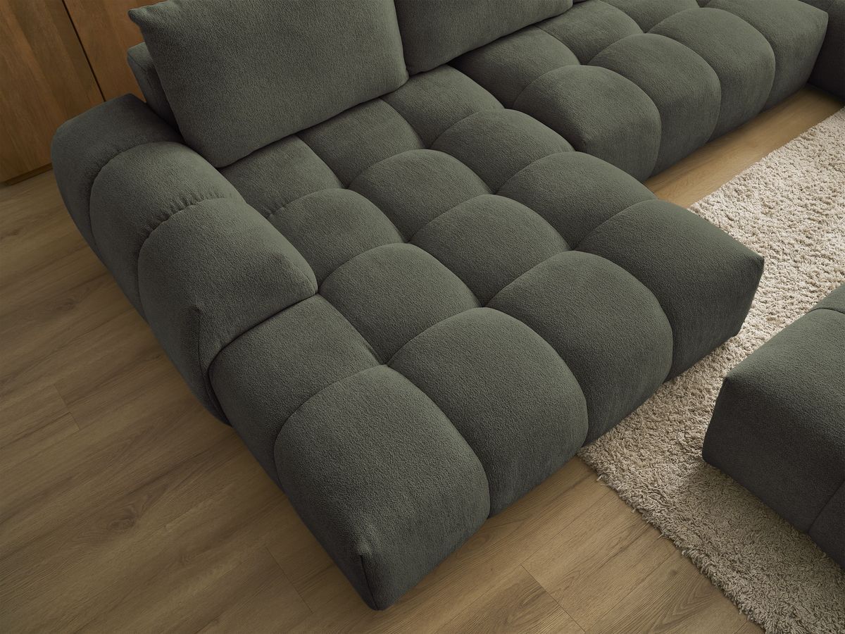 Bobochic Everest Wohnlandschaft mit Pouf, 6 Kissen Melange-Stoff Grün Ecke links