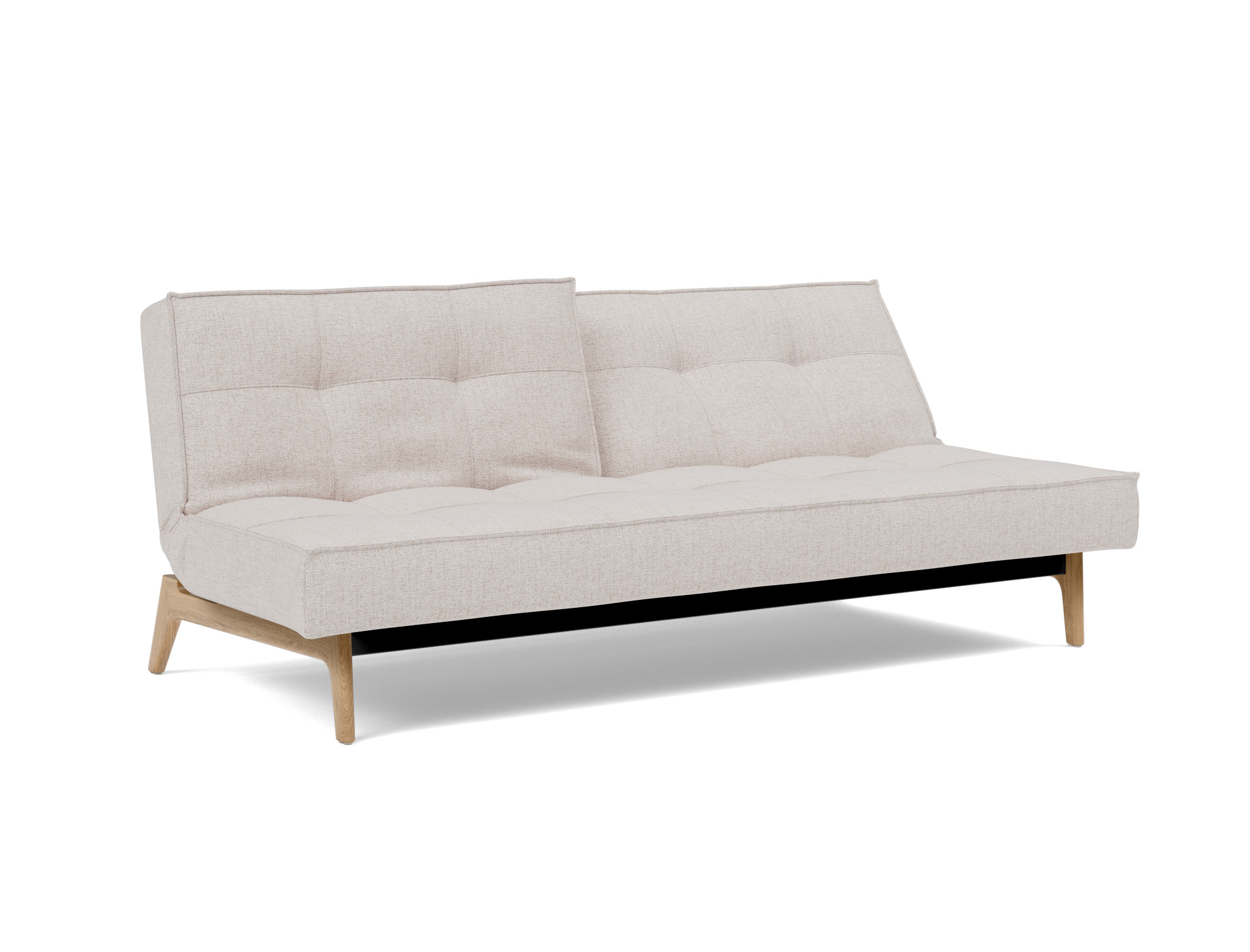 Schlafsofa Splitback Strukturierter Stoff Weda 300-Weda-Sand Beine Eiche