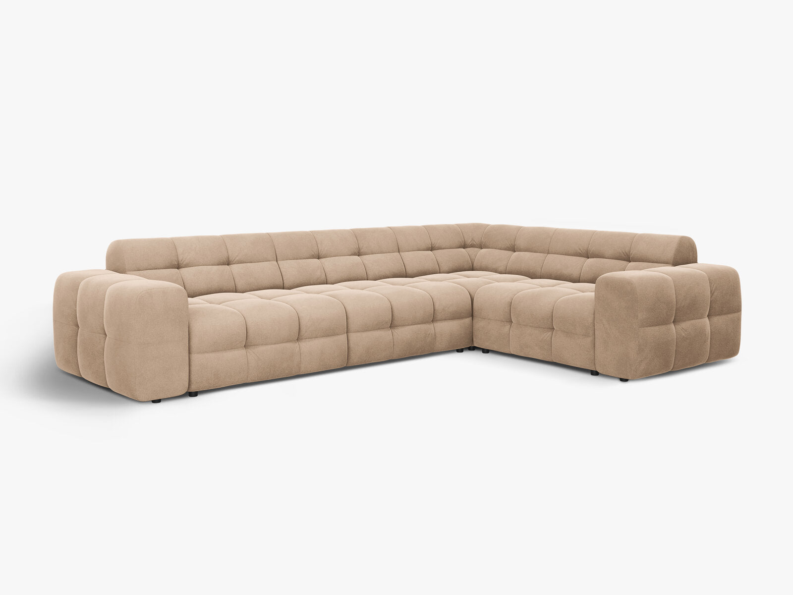 Micadoni Ecksofa Kendal 6-Sitzer Rechts Samt Mandel Beige
