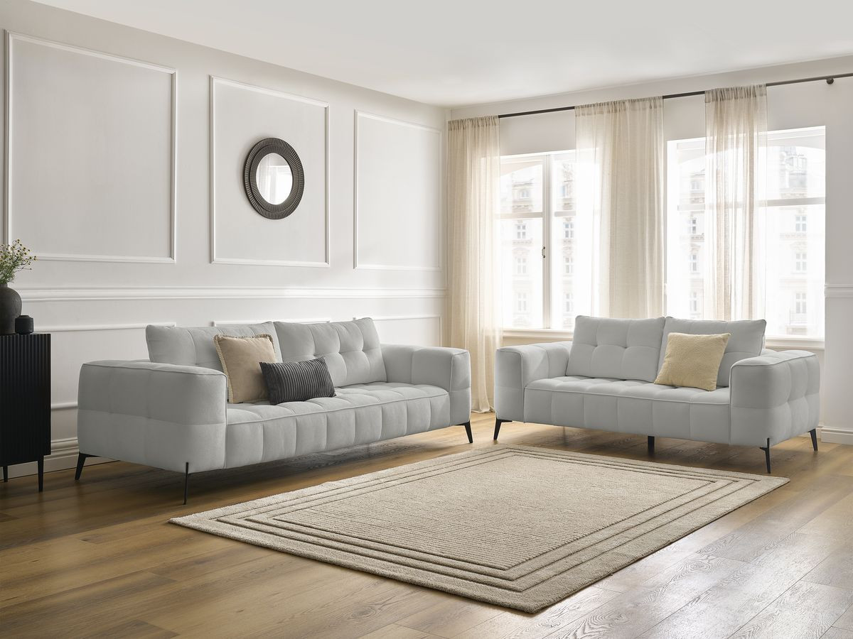 Bobochic Anis Sofa-Set 3- und 2-Sitzer Strukturstoff Hellgrau