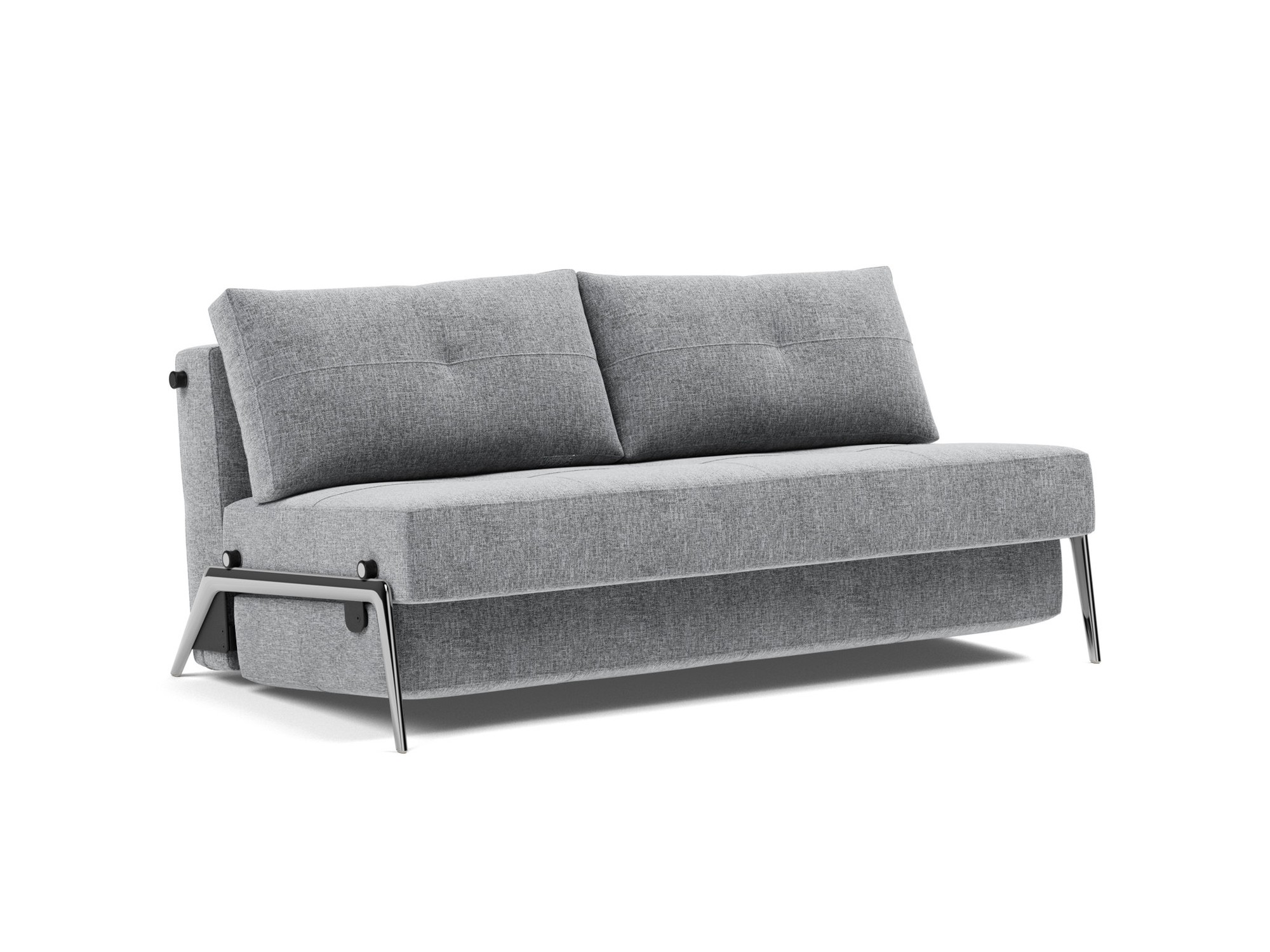 Schlafsofa Cubed 160 Strukturierter Stoff Twist 565-Granite Beine Aluminium