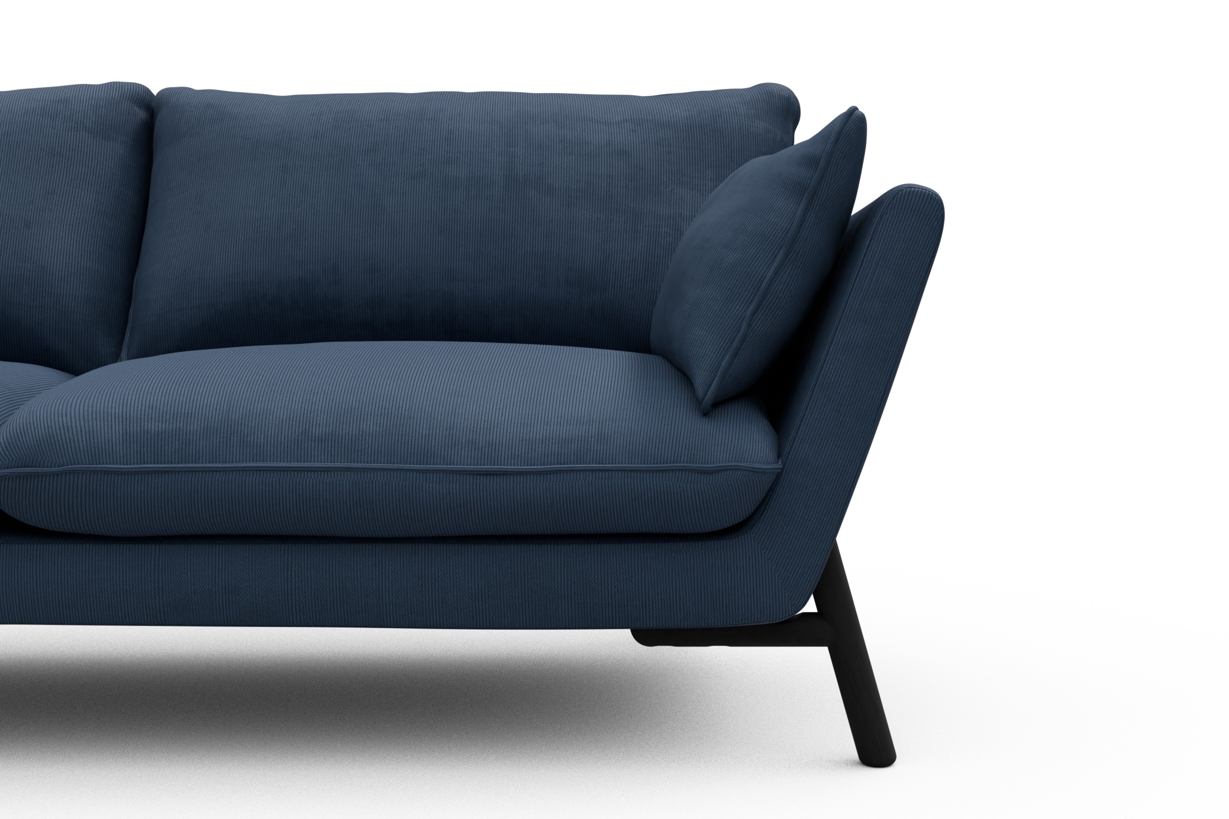 Sofa Emil 2-Sitzer Beinfarbe Eiche Schwarz Cordufine-Royal-Blue