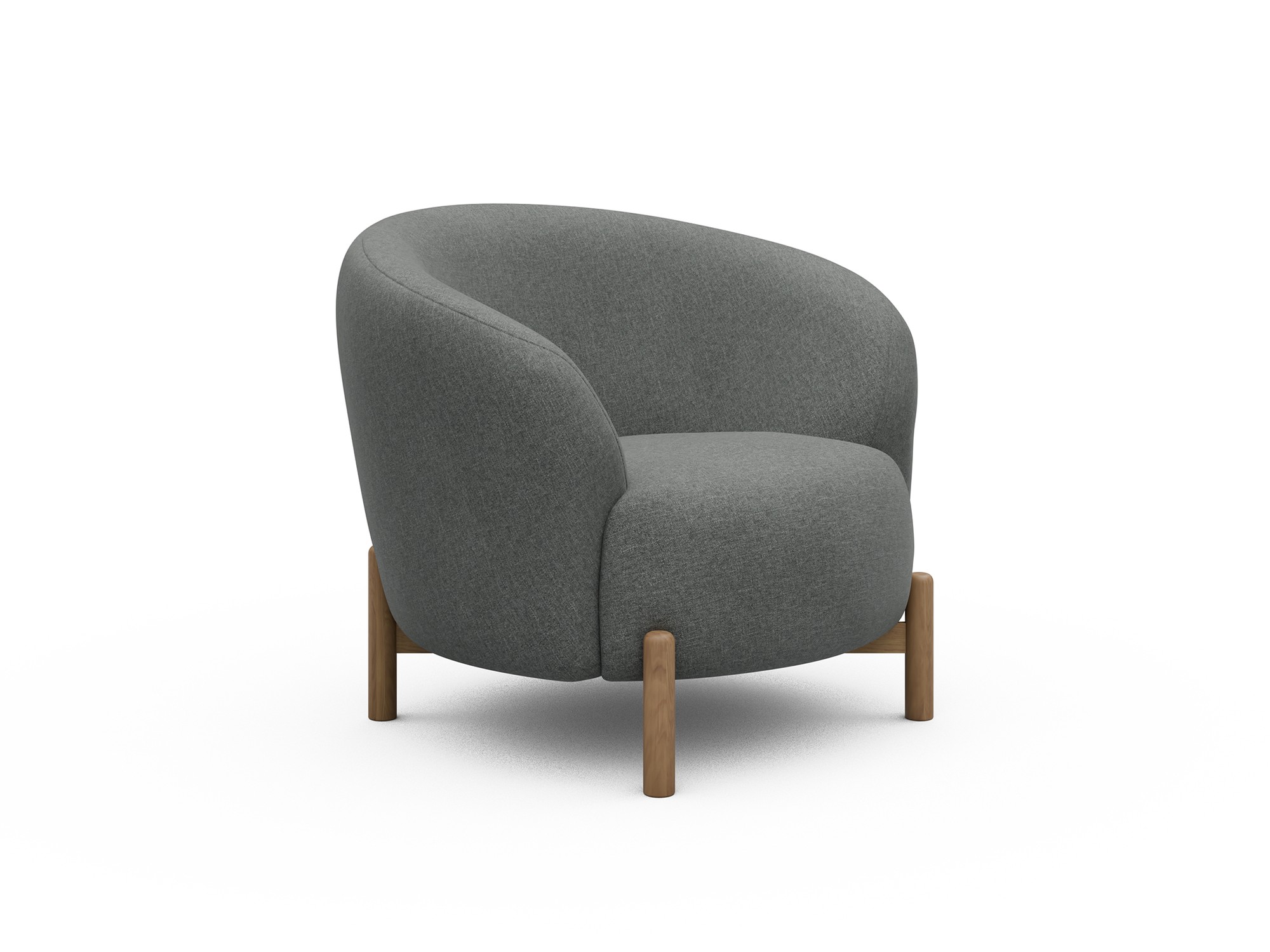 Sessel Ronda Holzbeine Eiche Natur Strukturierter Stoff Satya 440-Steel-Grey