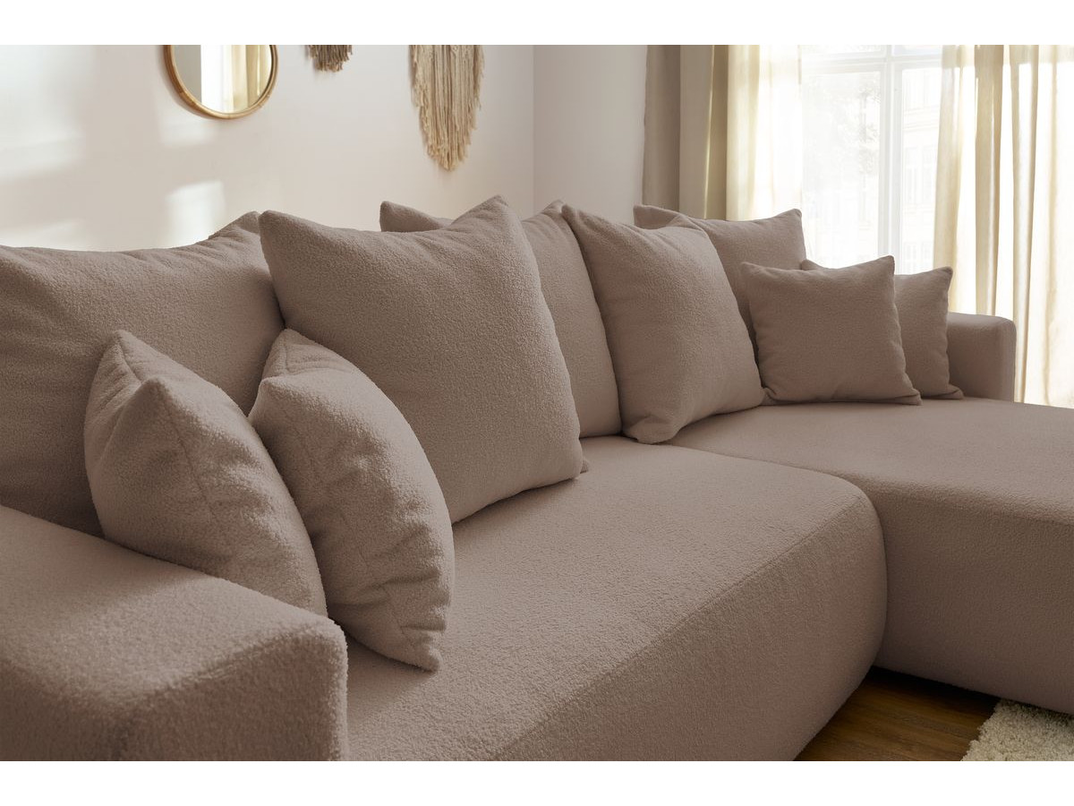 Bobochic Envy Ecksofa mit Schlaffunktion und Bettkasten Bouclé-Stoff Braun