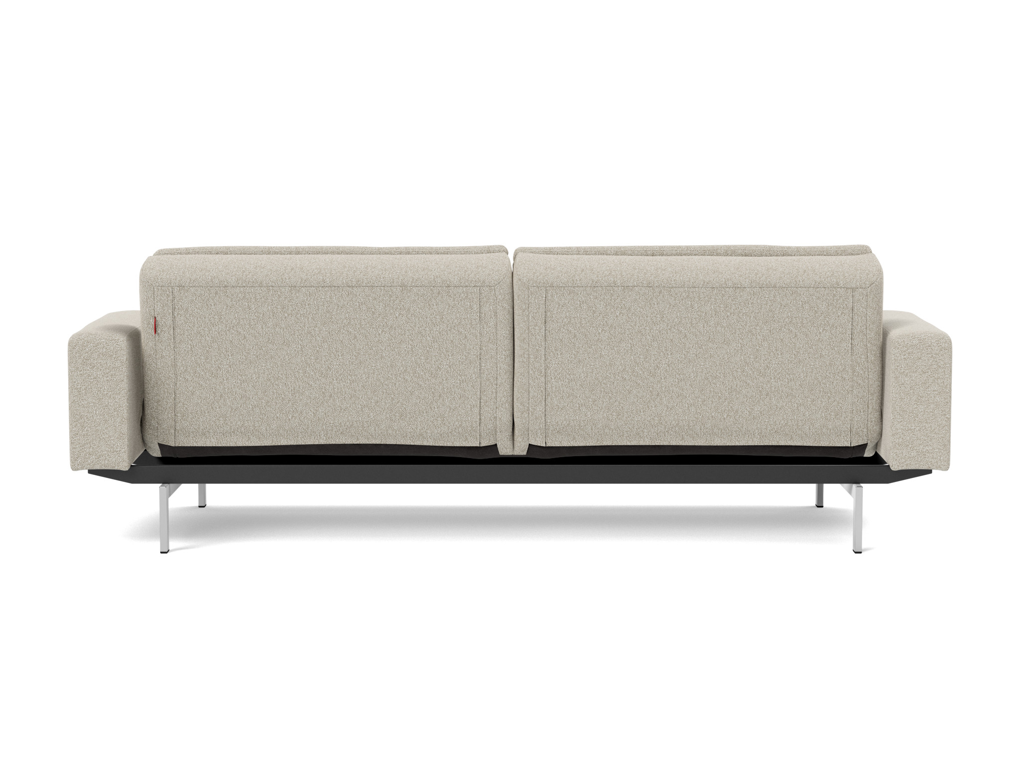 Schlafsofa Dublexo mit Armlehnen Boucle Skandi 539-Beige Beine Chrom