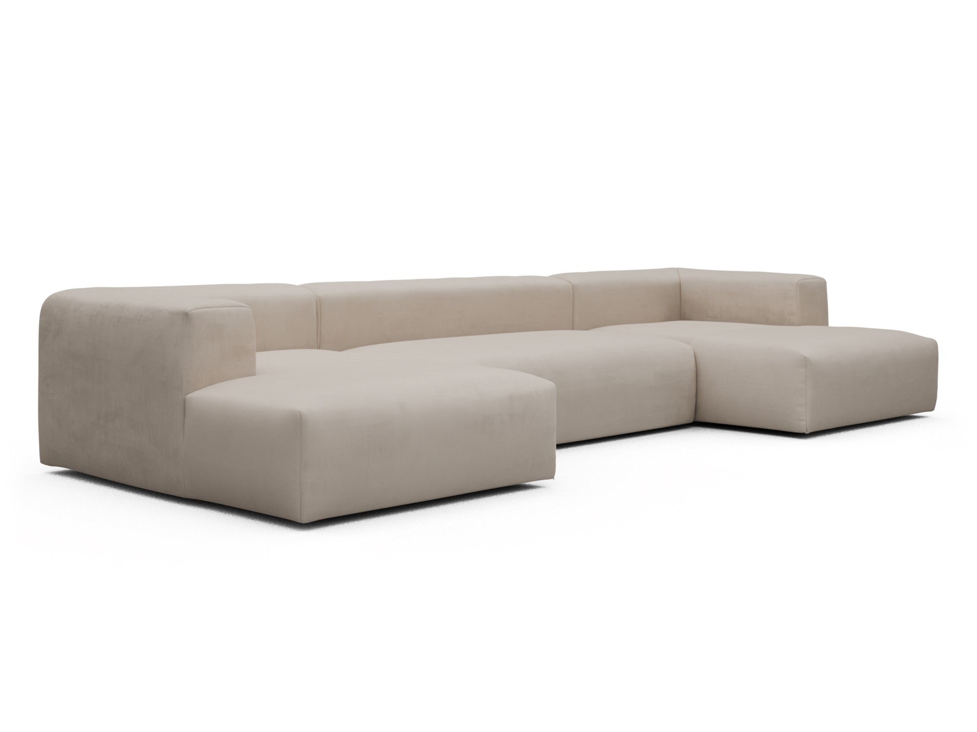 Skandi Home Wohnlandschaft Fred mit 2-Sitzer und Chaiselongue beidseitig Cordufine-Off-White moebelfaktor
