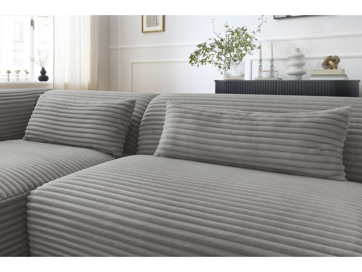 Bobochic Harry Ecksofa Breitcord weich Dunkelgrau Ecke links