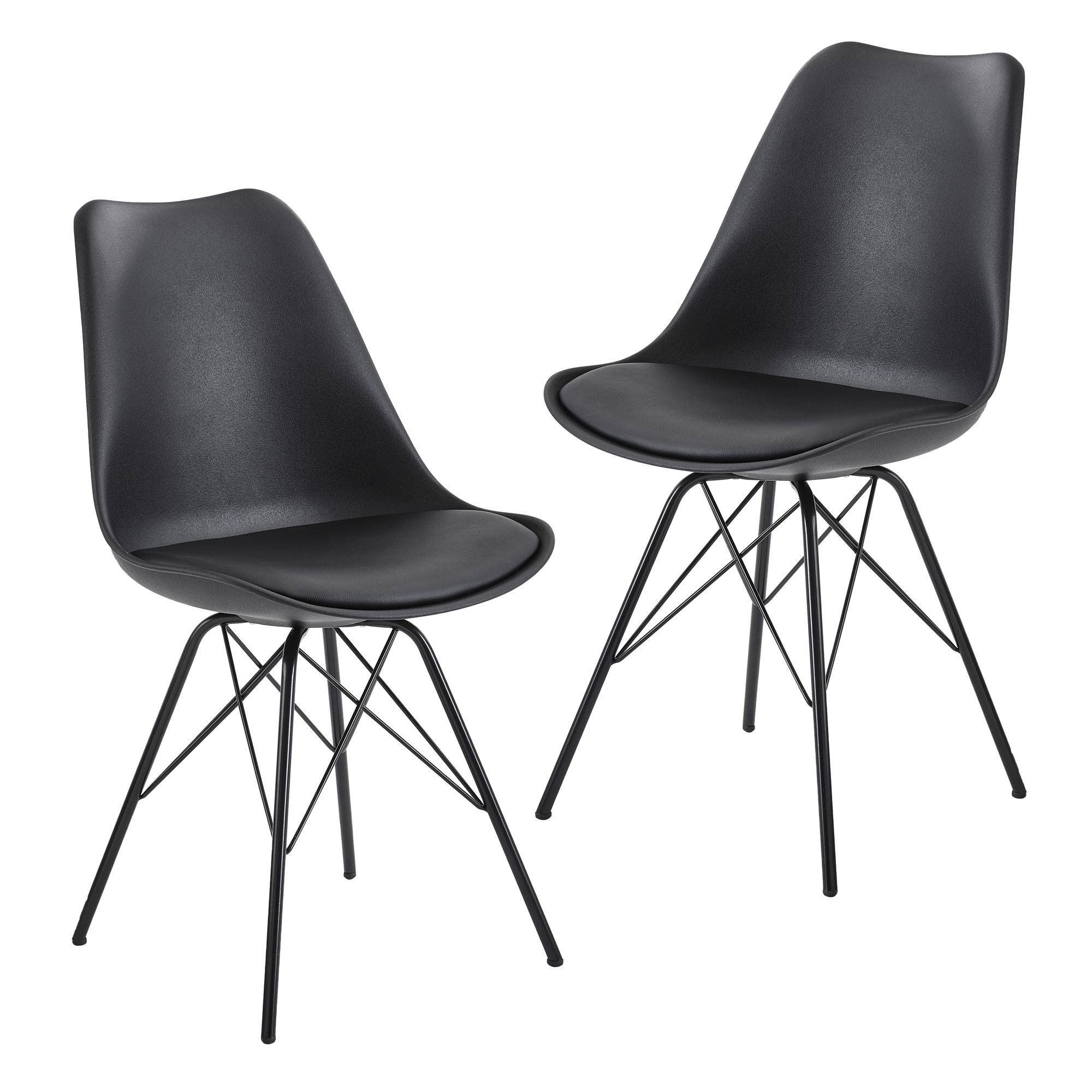Esszimmerstuhl Funningur Kunstleder Schwarz 48 × 58 × 86 cm