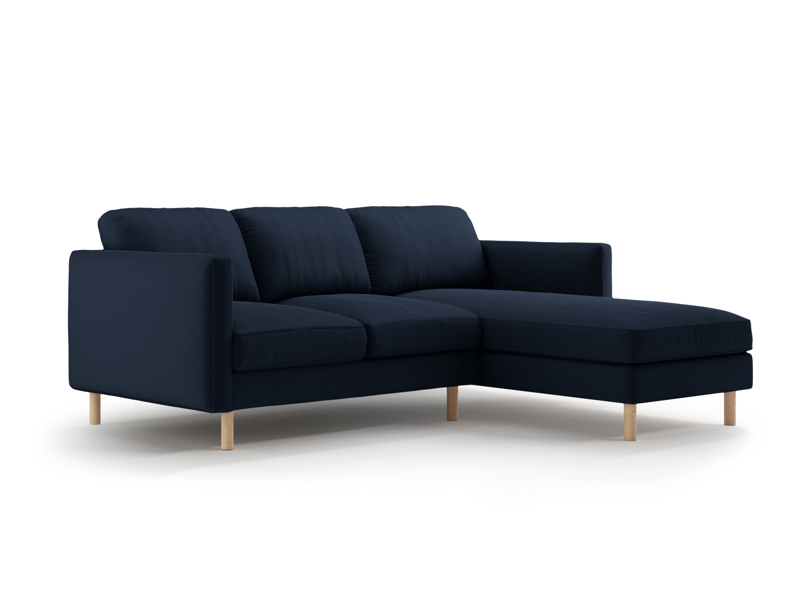 Micadoni Ecksofa Eden 3-Sitzer Rechts Samt Dunkelblau