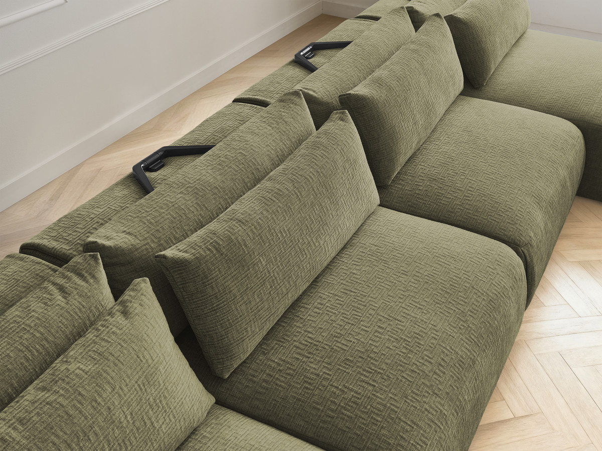 Bobochic Jana Wohnlandschaft mit großem Pouf Strukturstoff Grün