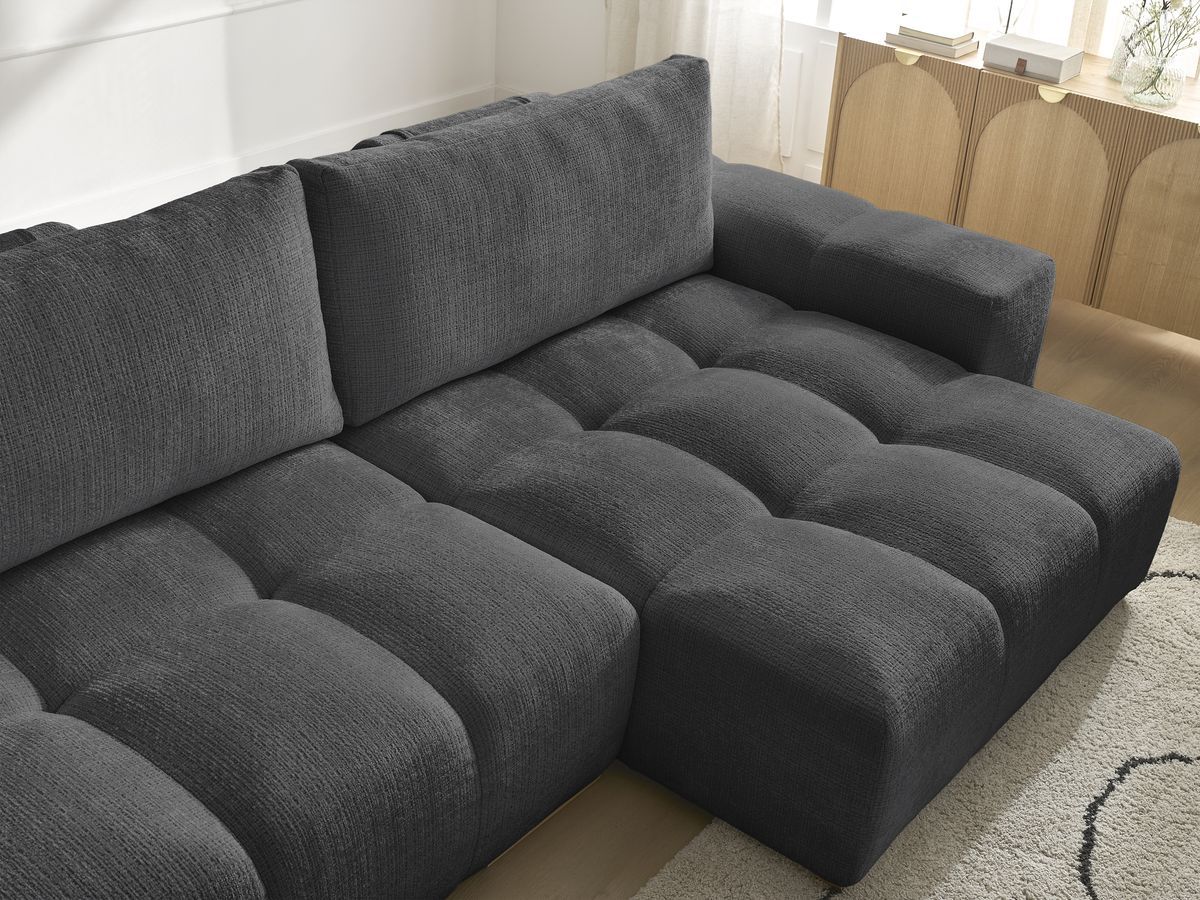 Bobochic Anakin Ecksofa, 2 Kissen Strukturstoff Schwarz