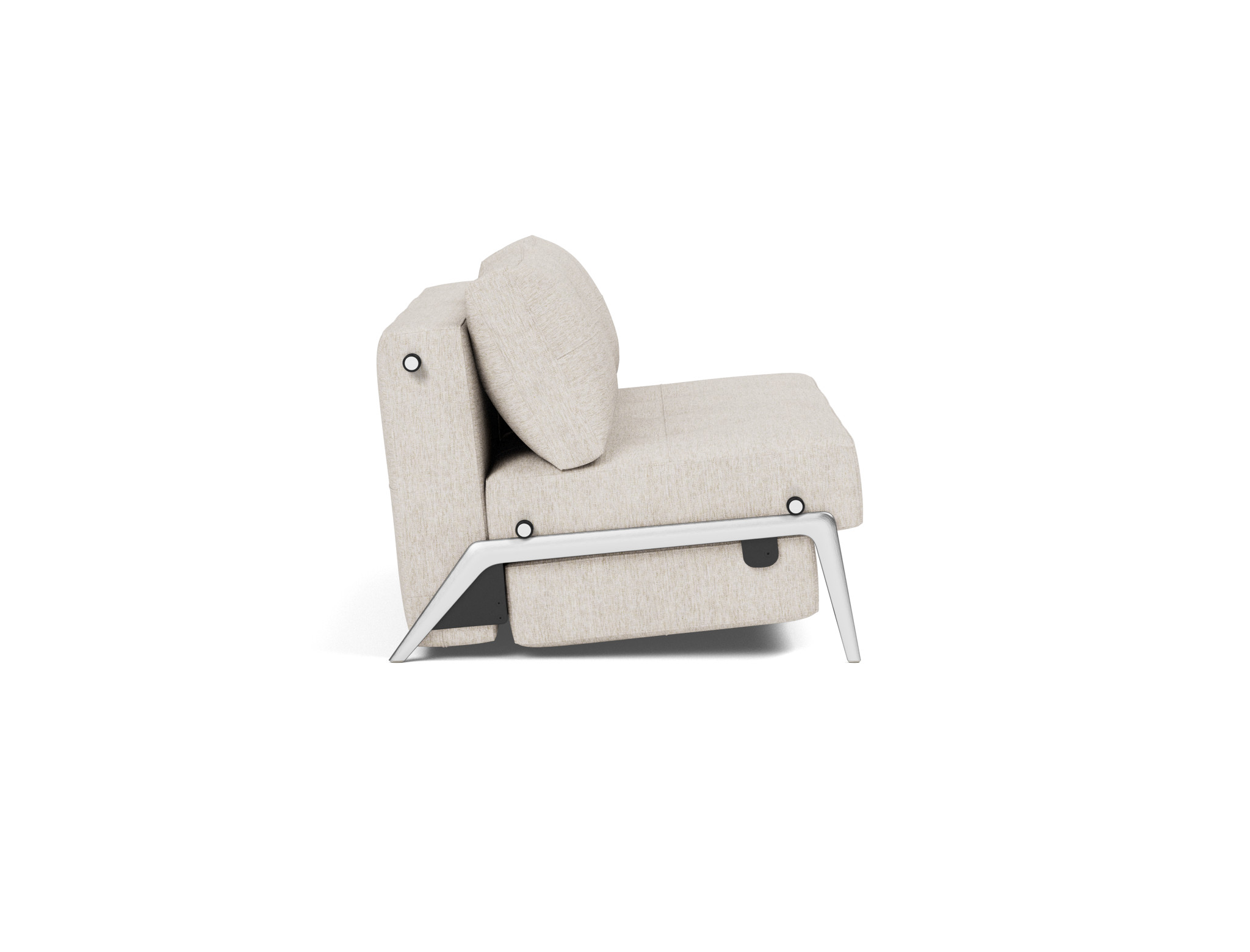 Schlafsofa Cubed 140 Chenille Yuveno 470-Natural Beine Aluminium