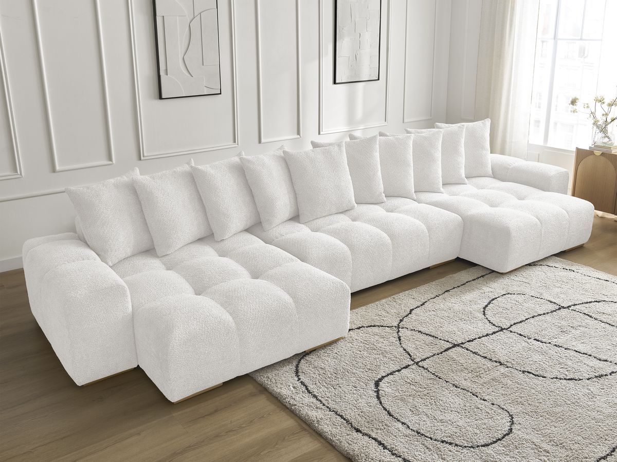 Bobochic Anakin Wohnlandschaft, 10 Kissen Bouclé-Stoff Weiß
