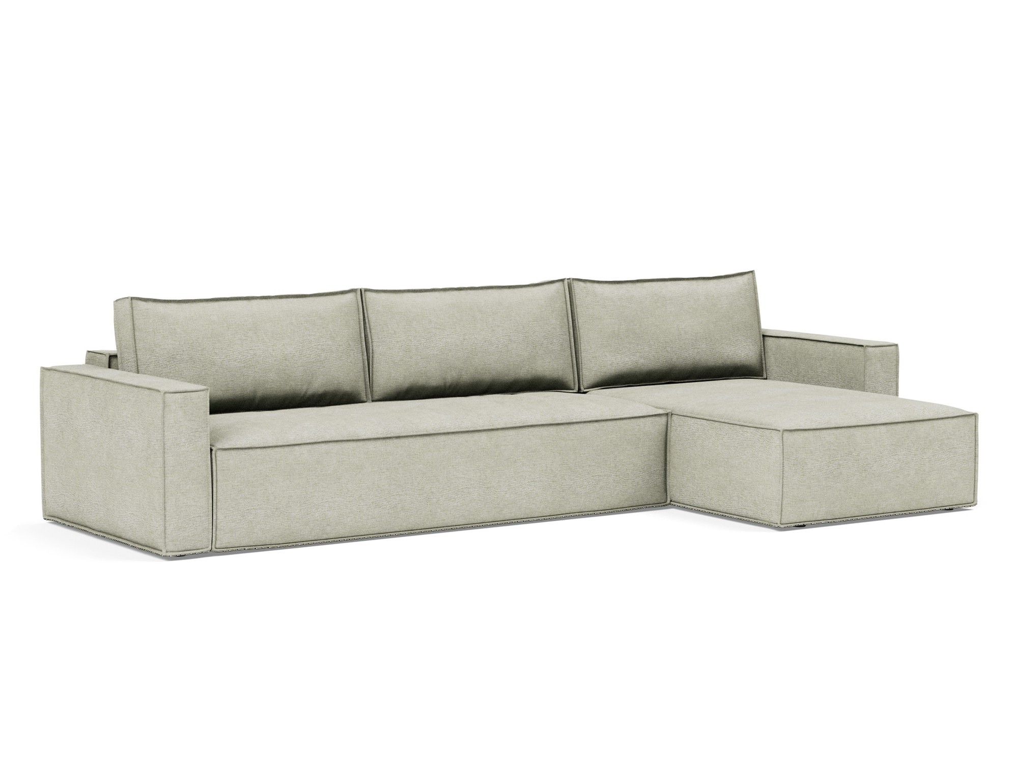 Schlafsofa Newilla mit Chaiselongue Flachgewebe Avella 280-Sand