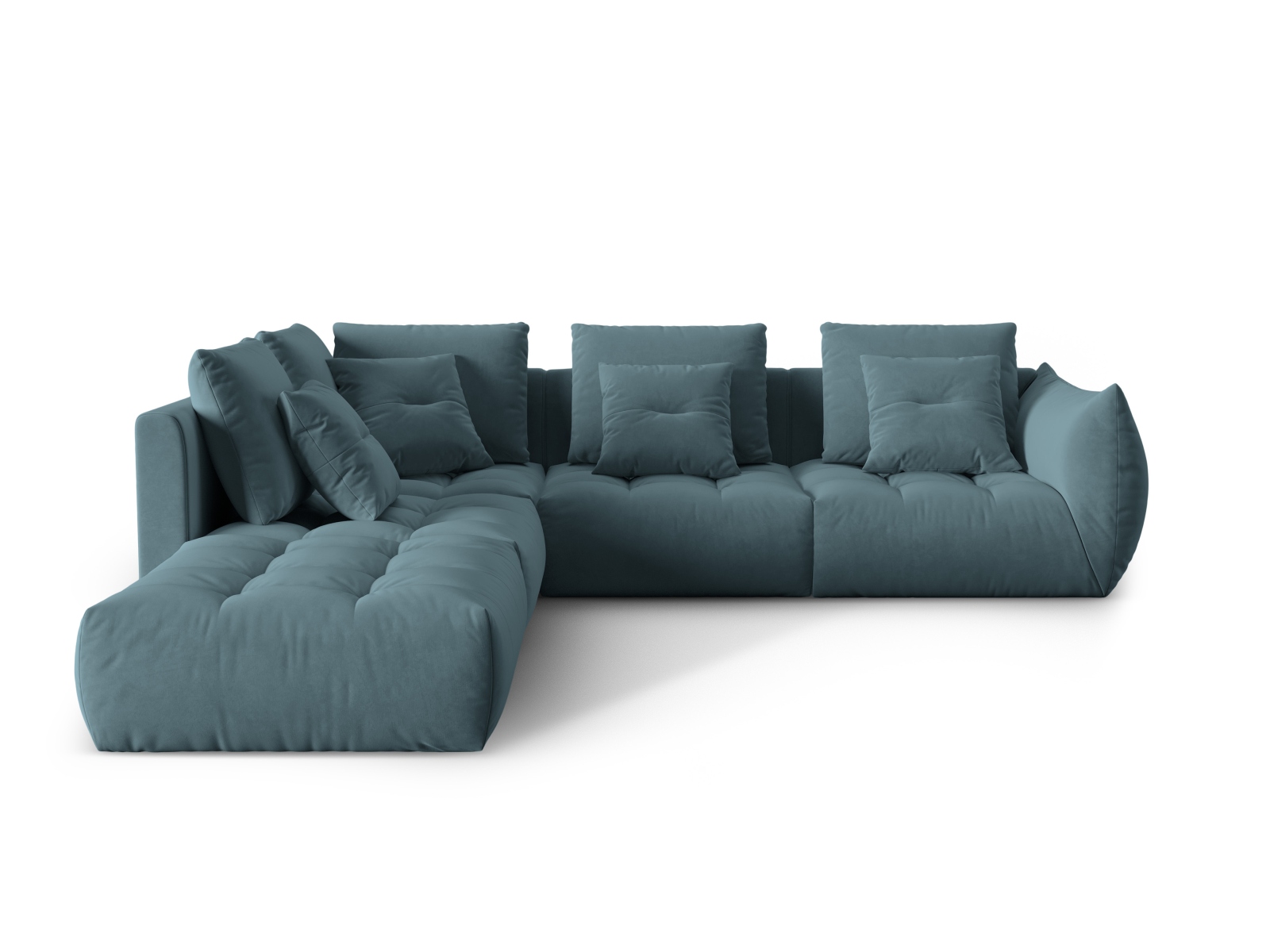 Micadoni Ecksofa Bloom 5-Sitzer Links Samt Pastellblau