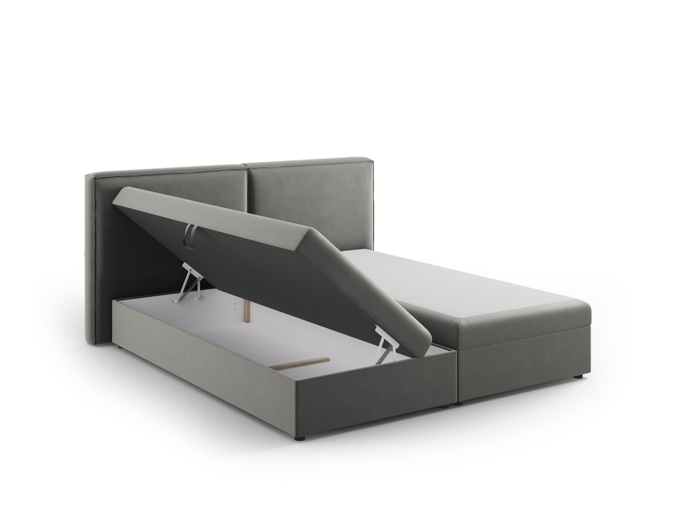 Cosmopolitan Design Boxspringbett Arendal 160x200 Samt Bluvel Hellgrau
