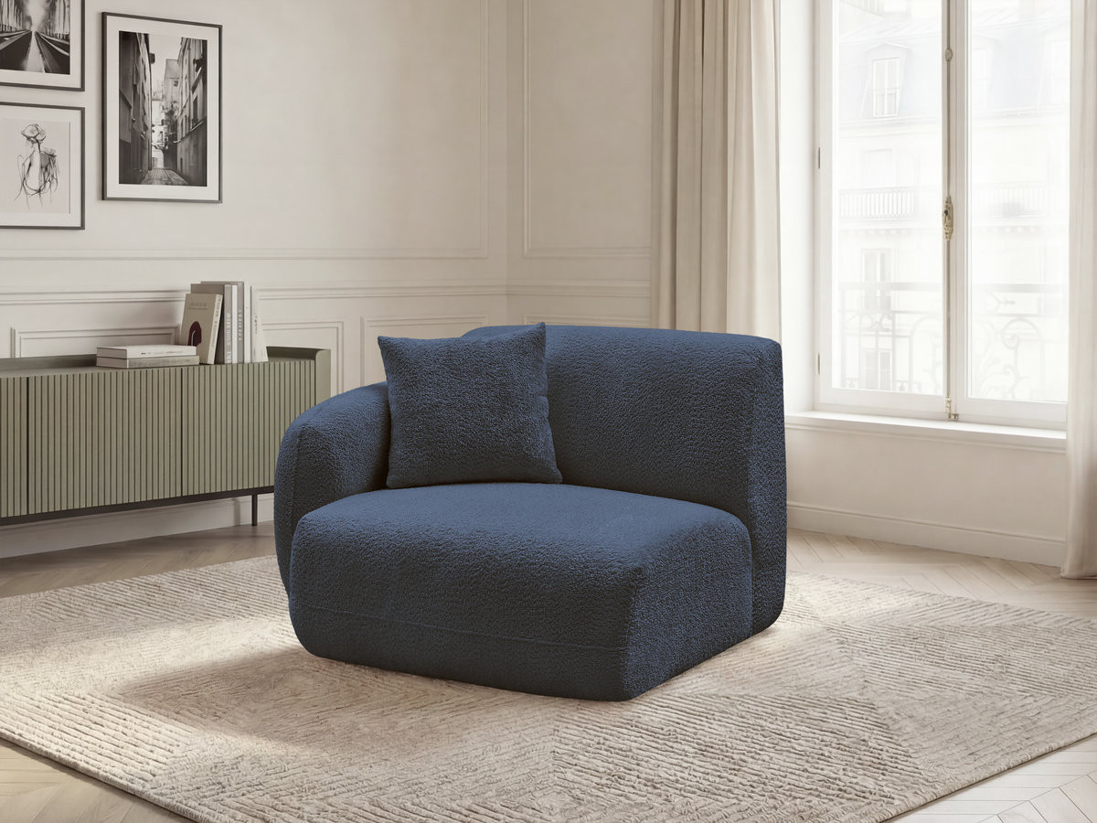 Bobochic Anda Sofamodul 1-Sitzer 104 × 103 cm Chenille Dunkelblau Ecke links