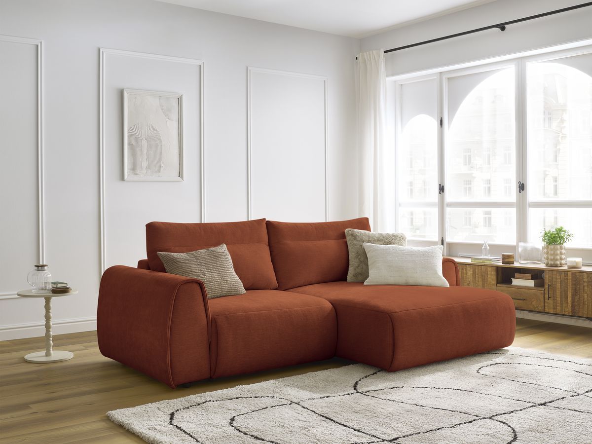 Bobochic Aden Ecksofa 246 × 152 cm Stoff Orange Ecke rechts