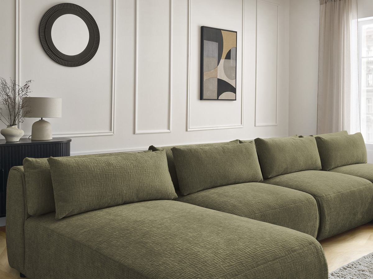 Bobochic Jana Wohnlandschaft mit großem Pouf Strukturstoff Grün
