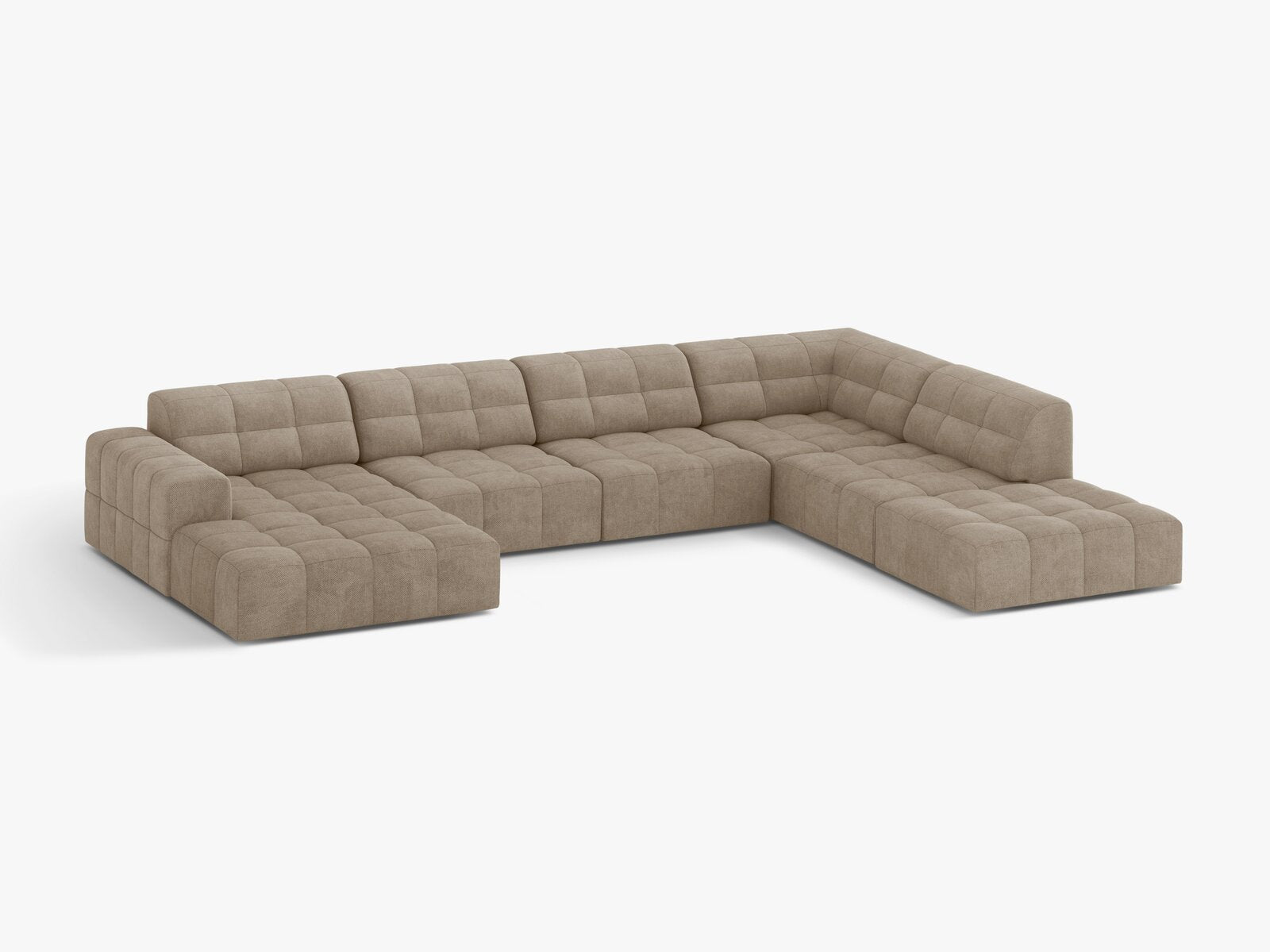 Micadoni Panorama Ecksofa Jennifer 7-Sitzer Chenille Eden Dunkelbeige Rechts