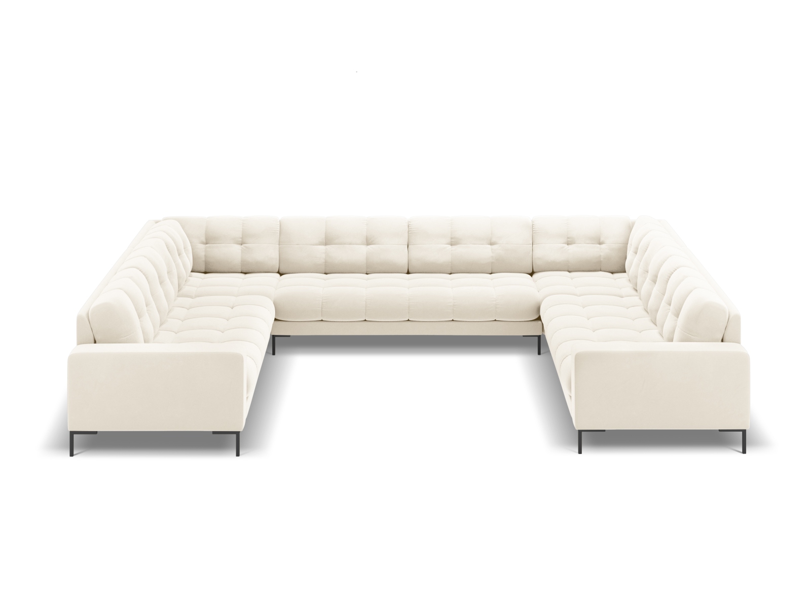 Micadoni Wohnlandschaft Mamaia 9-Sitzer Samt Bluvel Helles Beige schwarze Beine
