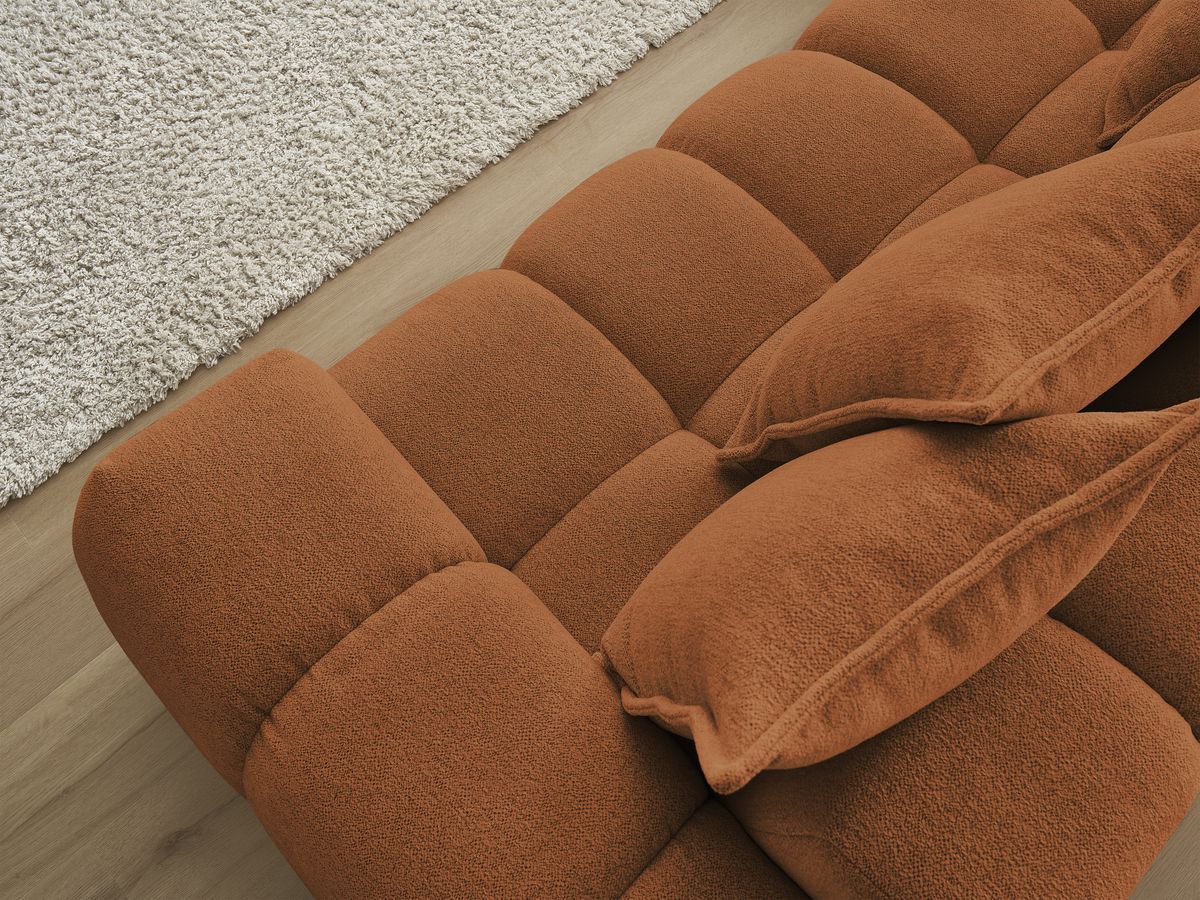 Bobochic Everest Ecksofa, 10 Kissen Melange-Stoff Orange Ecke links
