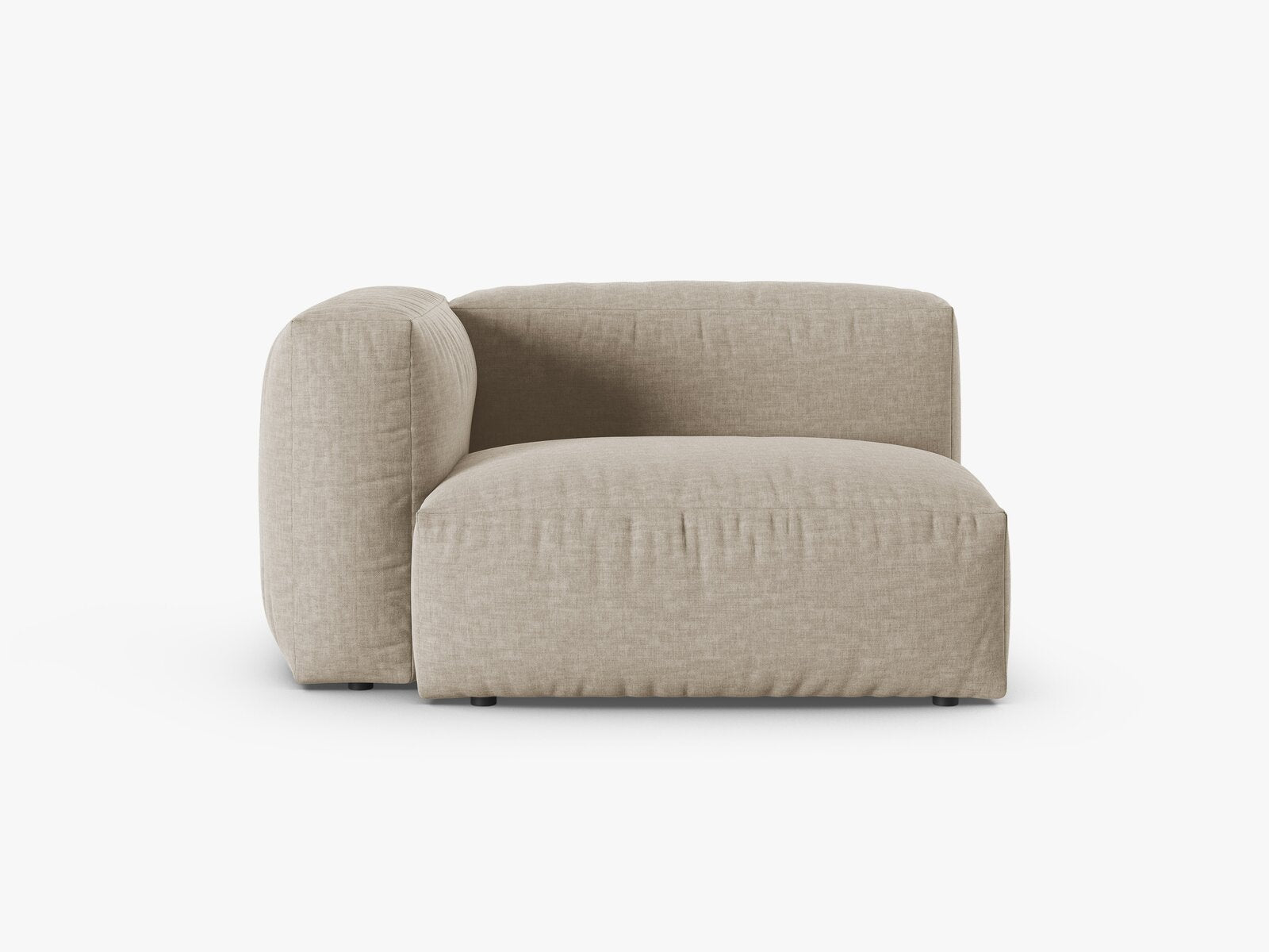 Micadoni Eckmodul mit Armlehne Martina 1-Sitzer 90cm Sitztiefe Links Strukturierter Stoff Boston Helles Beige