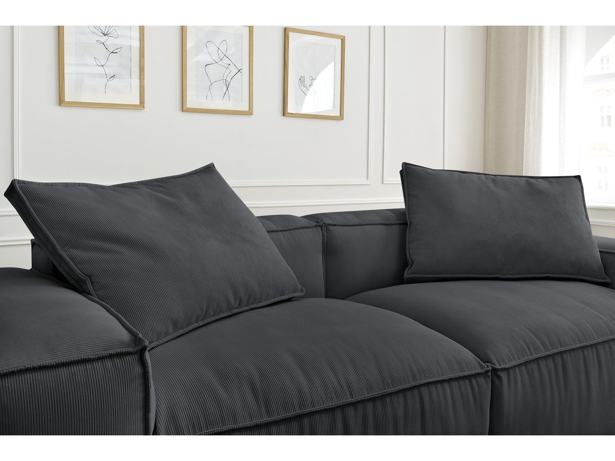 Bobochic Boheme Sofa 3-Sitzer Cordsamt Schwarz