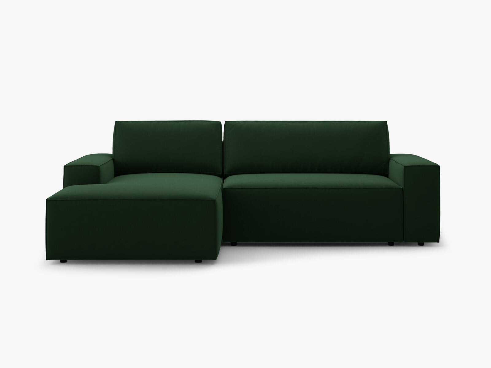 Micadoni Schlaf-Ecksofa Jodie 3-Sitzer Links Samt Flaschengrün