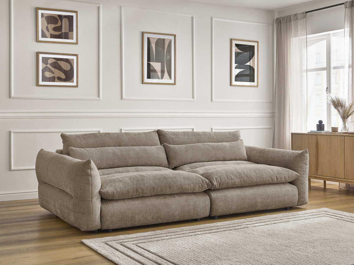 Bobochic Neil Sofa 3-Sitzer Strukturstoff Taupe