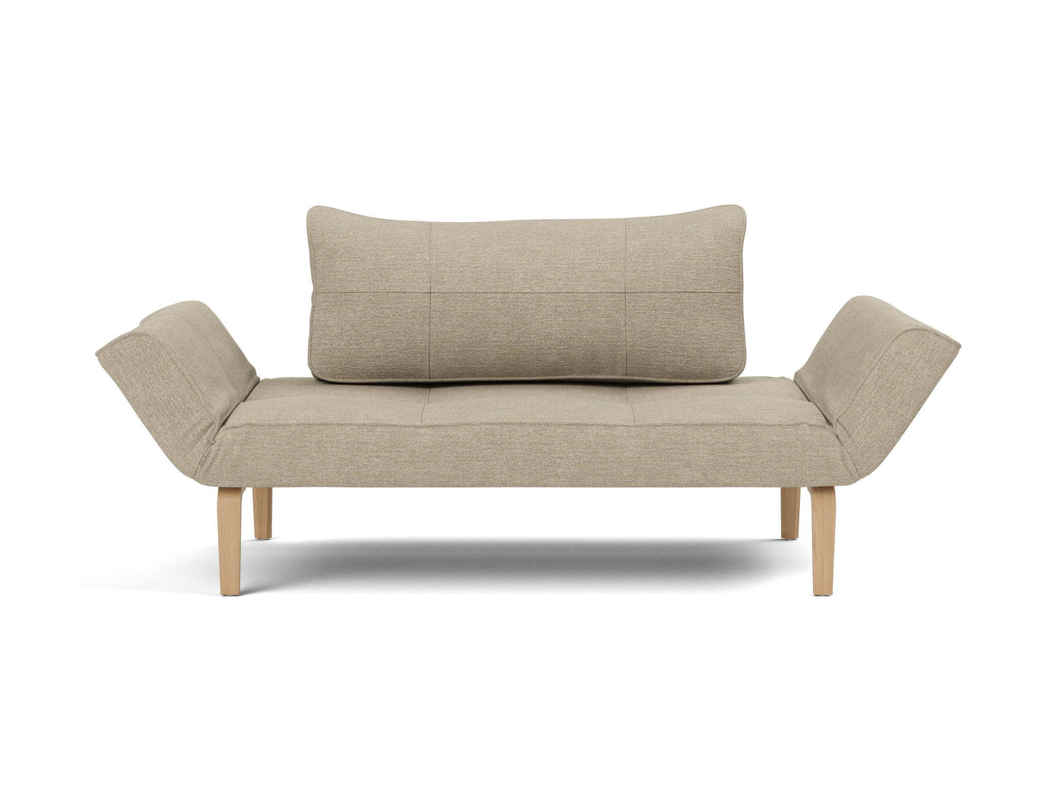 Tagesbett Zeal Strukturierter Stoff Taura 356-Sand Beine Bow Eiche