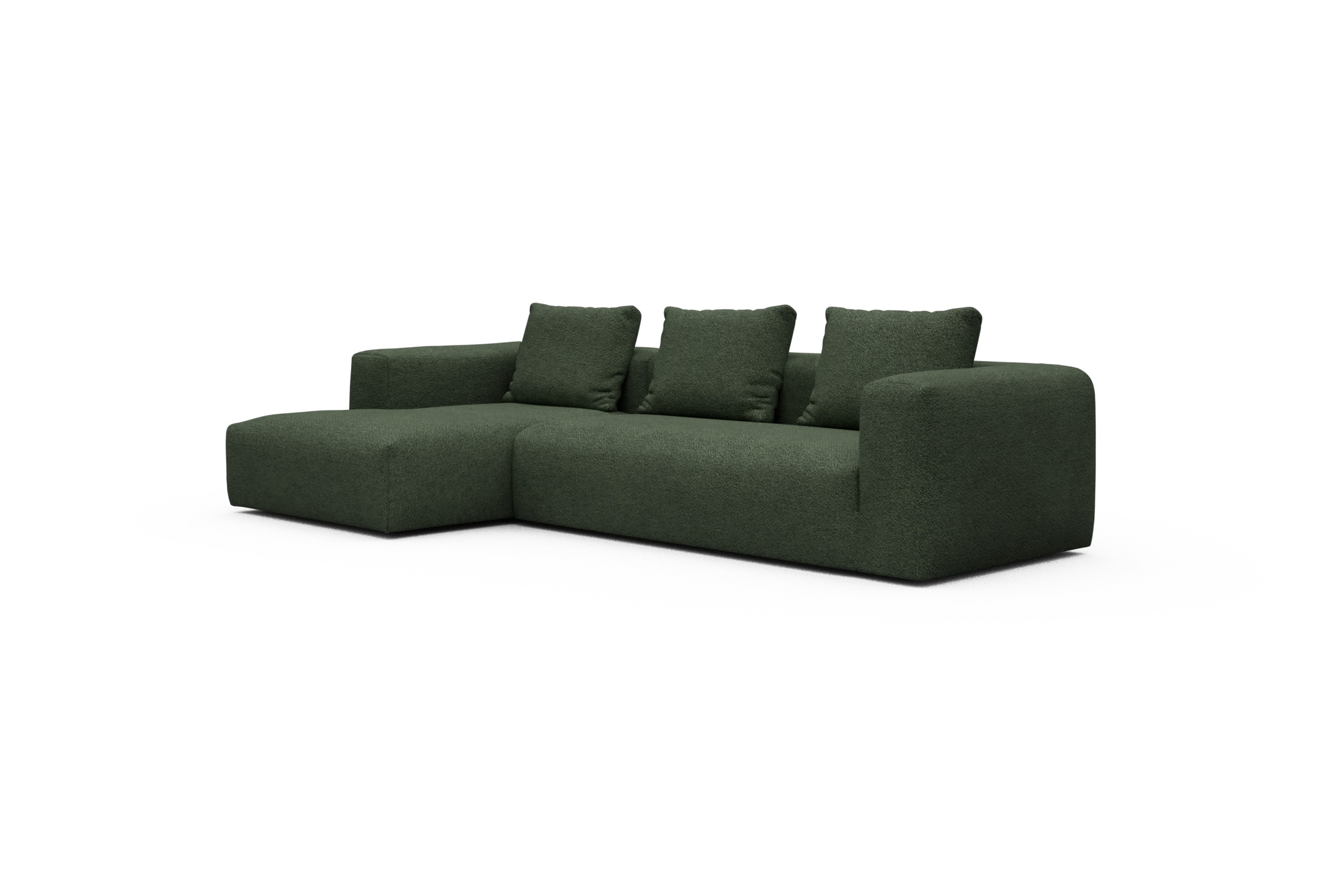 Ecksofa Fred Chaiselongue links mit 2,5-Sitzer Vanora-Deep-Green