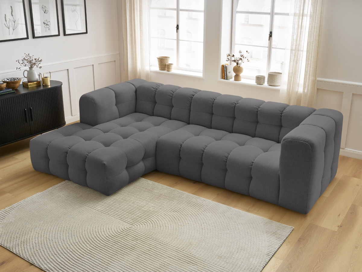 Bobochic Cloud Ecksofa 288 × 184 cm Stoff Dunkelgrau Ecke links