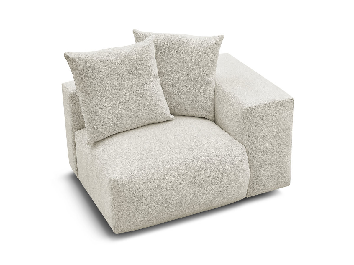 Bobochic Voltaire Sofamodul 1-Sitzer 130 × 100 cm Melange-Stoff Weiß Ecke rechts