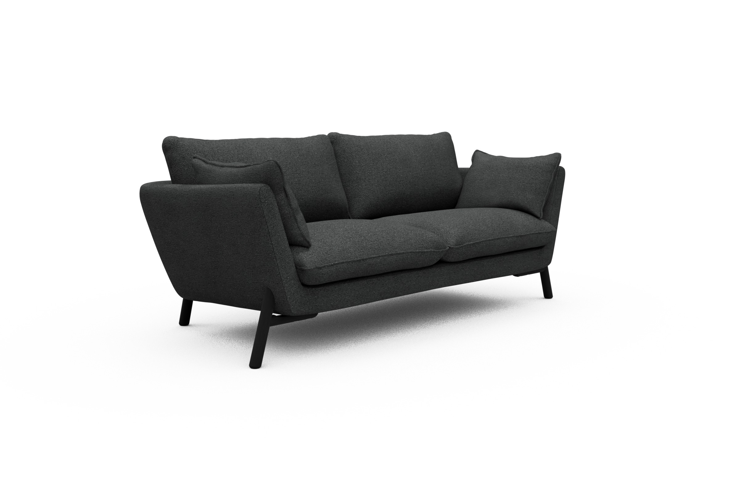 Sofa Emil 2-Sitzer Beinfarbe Eiche Schwarz Boucle-Charcoal