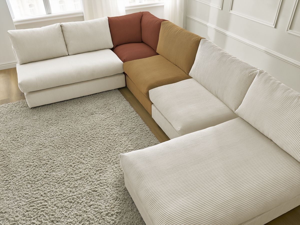 Bobochic Paris Ecksofa Cordsamt Mehrfarbig