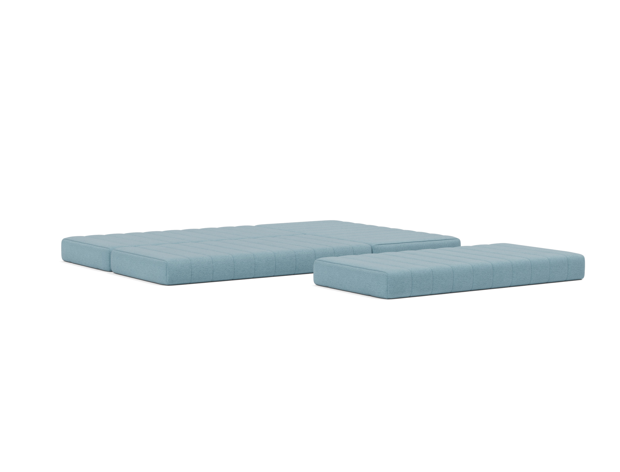 Eck-Schlafsofa CozyPad L-Form mit Armlehne Flachgewebe Mixed Dance 525-Light-Blue