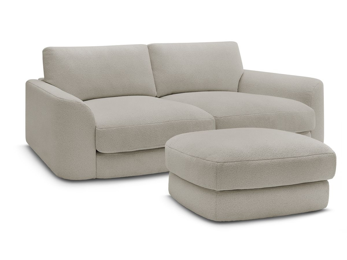 Bobochic Leonore Sofa 3-Sitzer mit Pouf Bouclé-Stoff Taupe