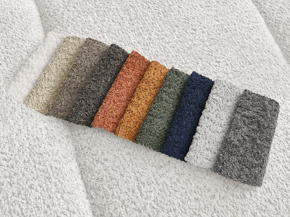 Bobochic Pamira Sofa 5-Sitzer mit Pouf Bouclé-Stoff Weiß