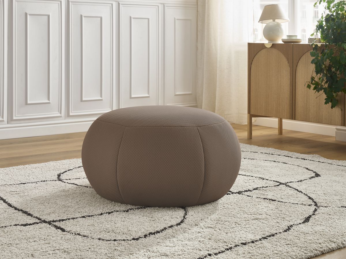 Bobochic Hayden Pouf, rund Mesh-Stoff Braun, 76 cm