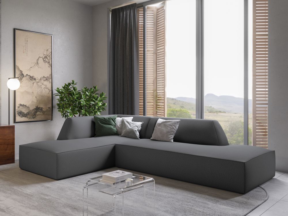 Cosmopolitan Design Ecksofa Siena 4-Sitzer offen Strukturierter Stoff Ottawa Grau Links