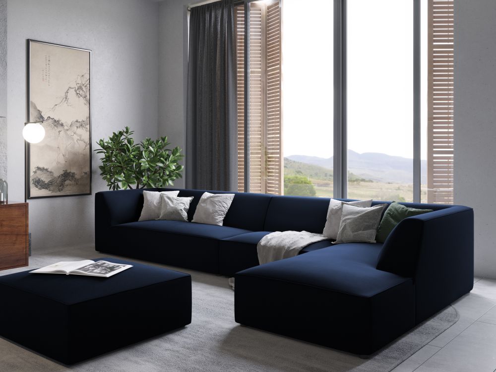 Cosmopolitan Design Pouf Siena Samt Salvador Königsblau