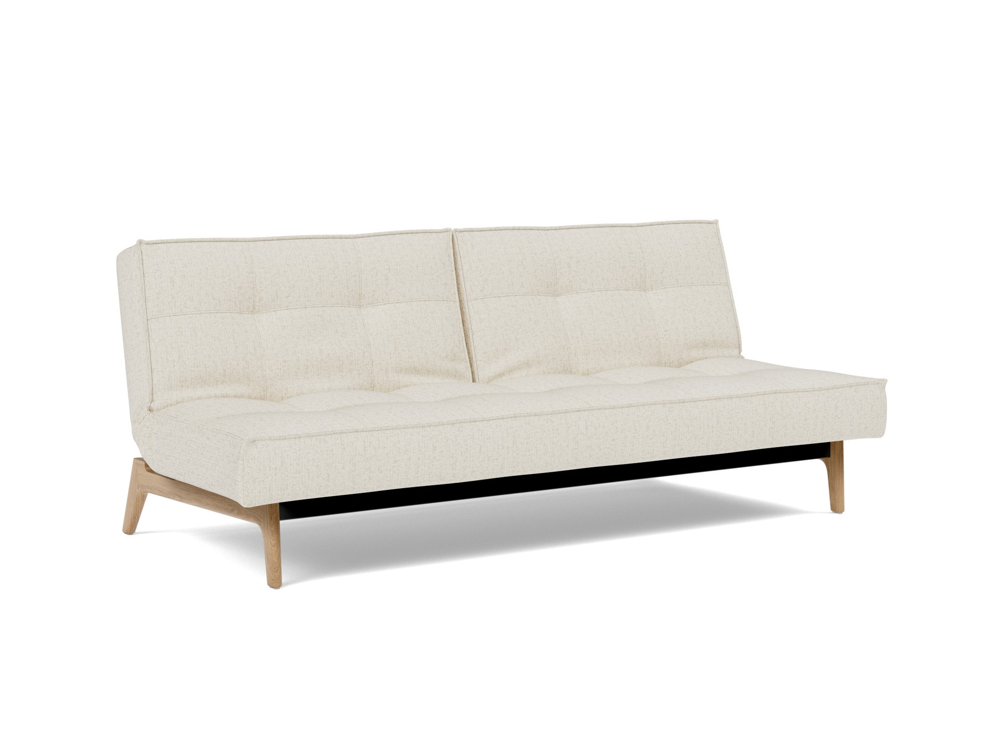 Schlafsofa Splitback Boucle Skandi 531-Off-White Beine Eiche