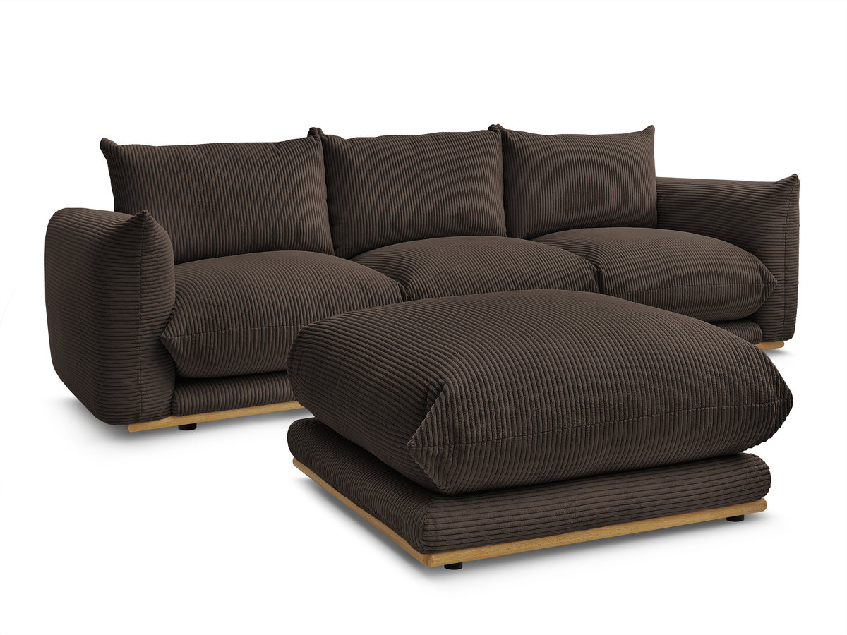 Bobochic Ernest Sofa 3-Sitzer mit Pouf 266 × 106 cm Cordsamt Braun