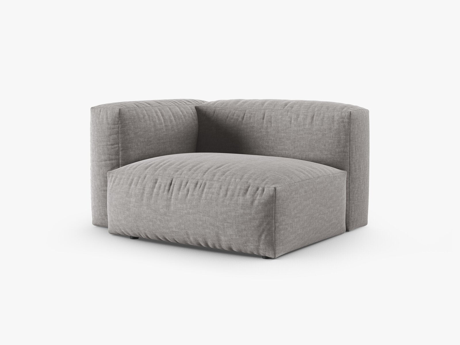 Micadoni Eckmodul mit Armlehne Martina 1-Sitzer 90cm Sitztiefe Links Strukturierter Stoff Boston Hellgrau