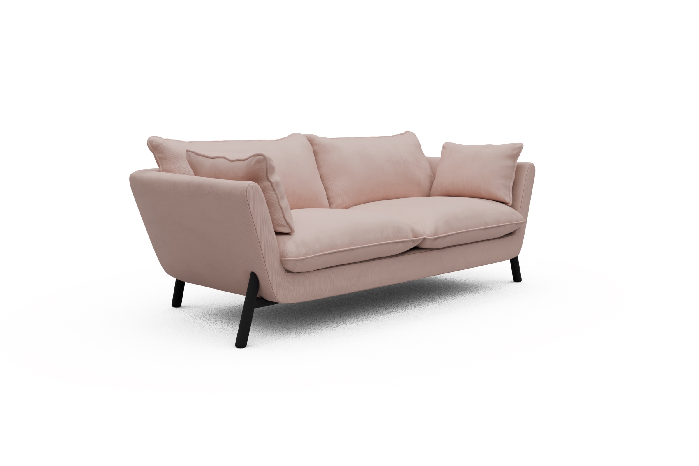 Sofa Emil PREMIUM 2-Sitzer Beinfarbe Eiche Schwarz Cordufine-Blush