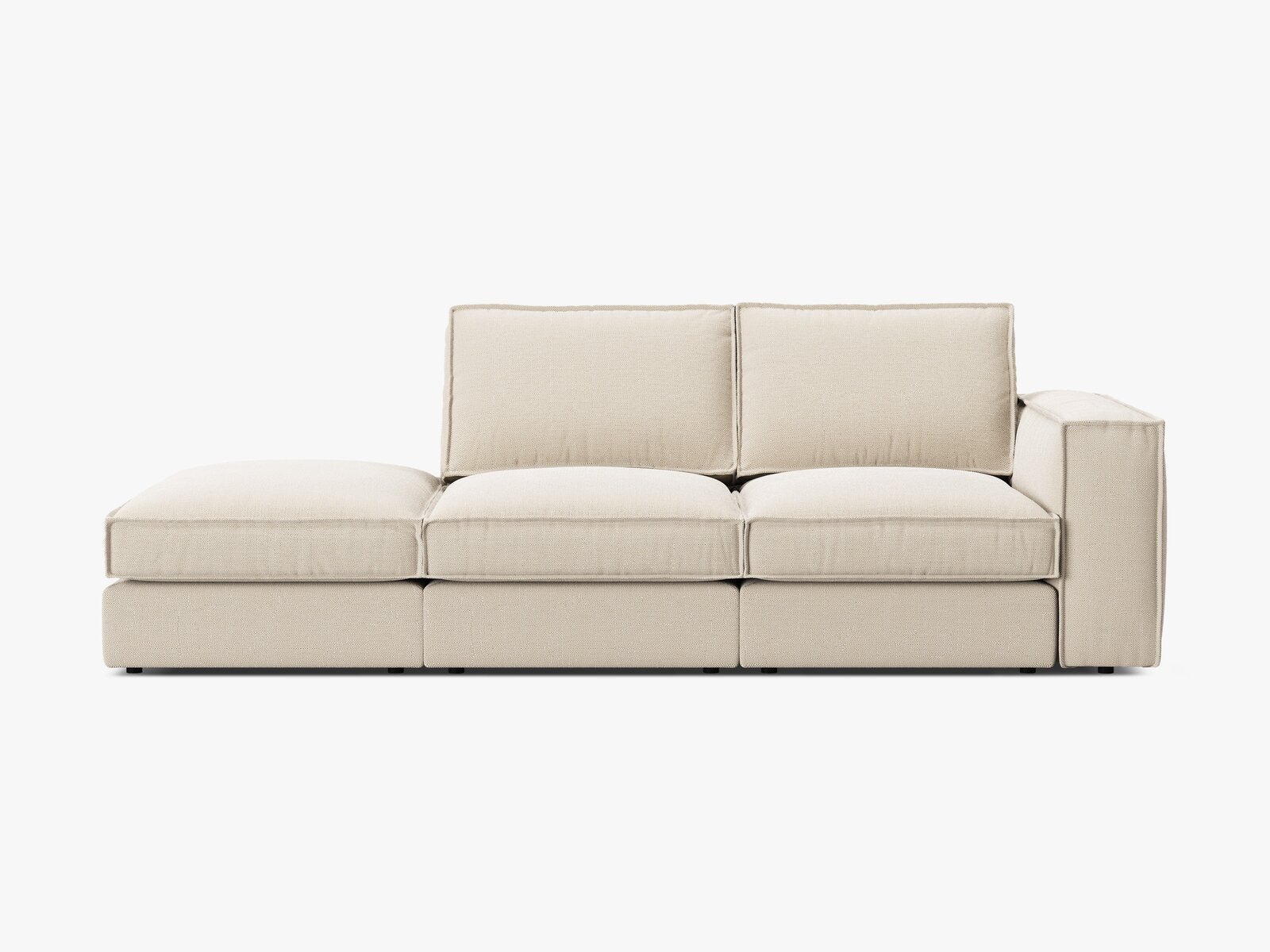 Micadoni modulares offenes Sofa Pola 3-Sitzer Links Strukturierter Stoff Babel Beige