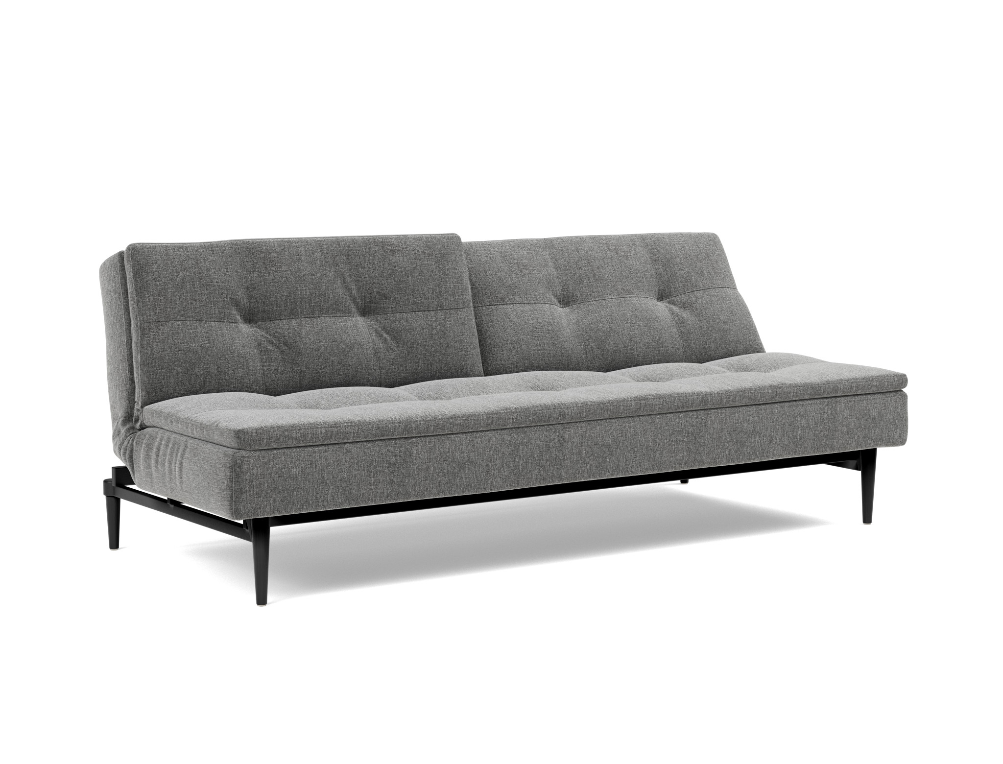 Schlafsofa Dublexo Strukturierter Stoff Twist 563-Charcoal Beine Styletto Eiche schwarz