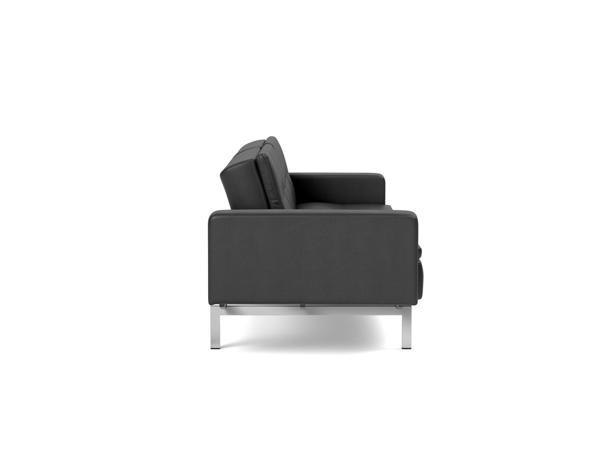 Schlafsofa Dublexo mit Armlehnen Lederoptik Faunal 550-Black Beine Chrom